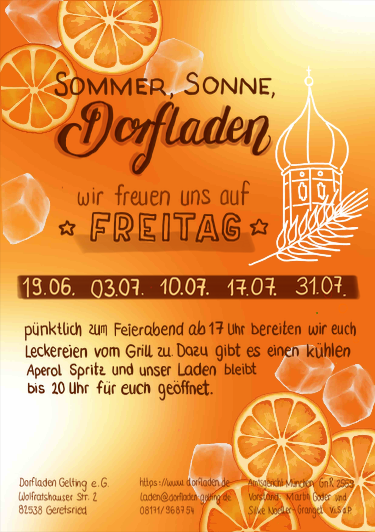 Plakat Aperol und Grill am Laden